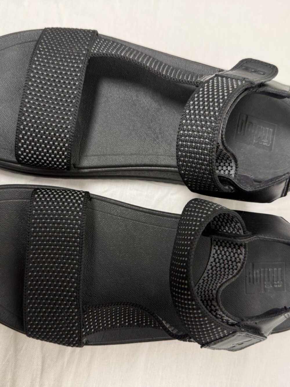 Fitflop Black Sandals Surff Two-Tone Webbing Platform Sz 9 - Picture 5 of 6